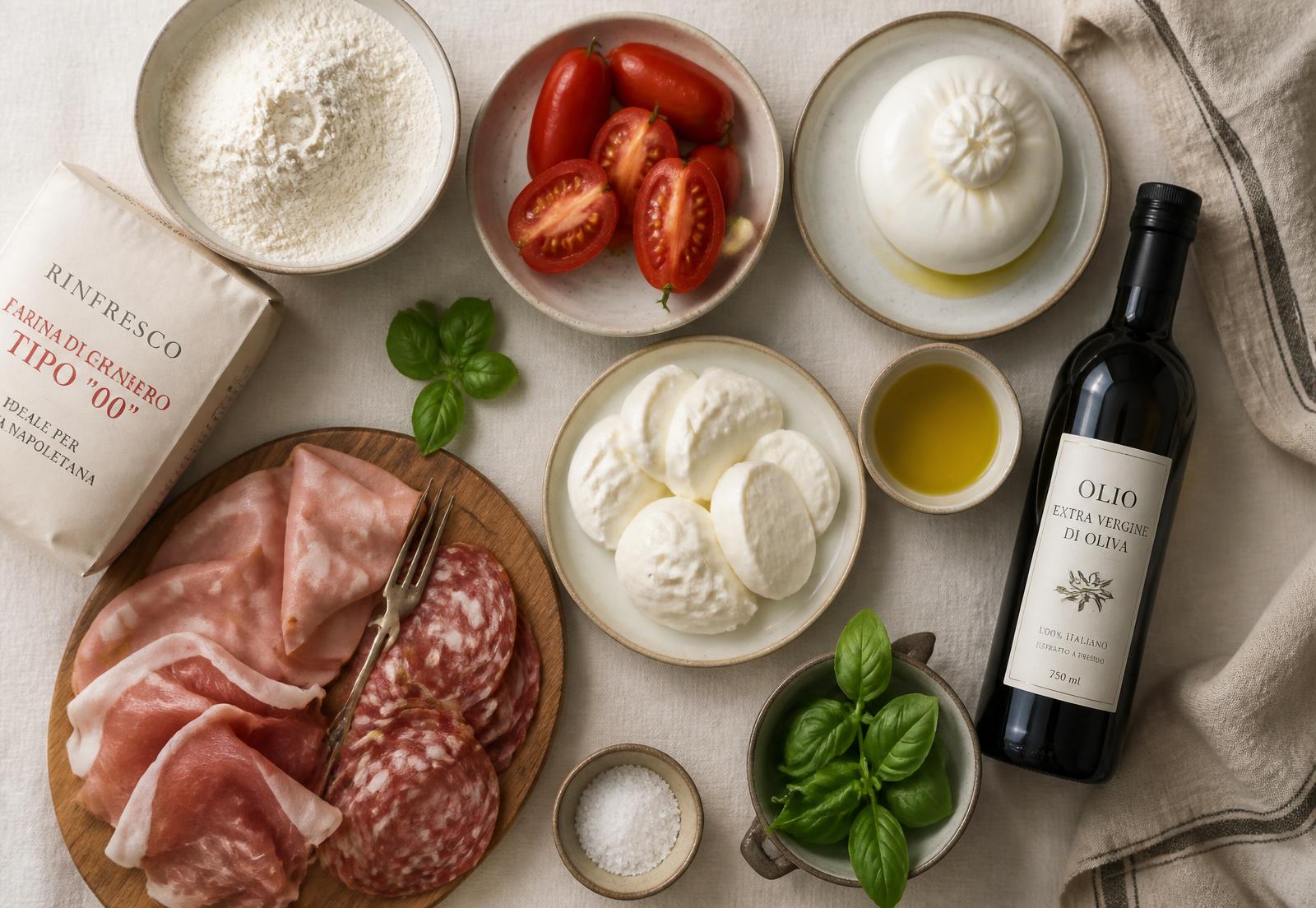 Ingredientes italianos selecionados